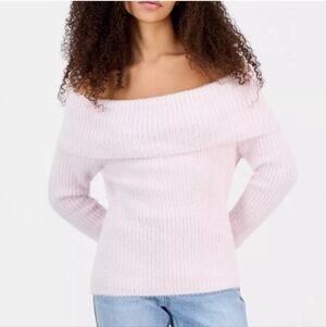 Off-Shoulder Pink Sweater